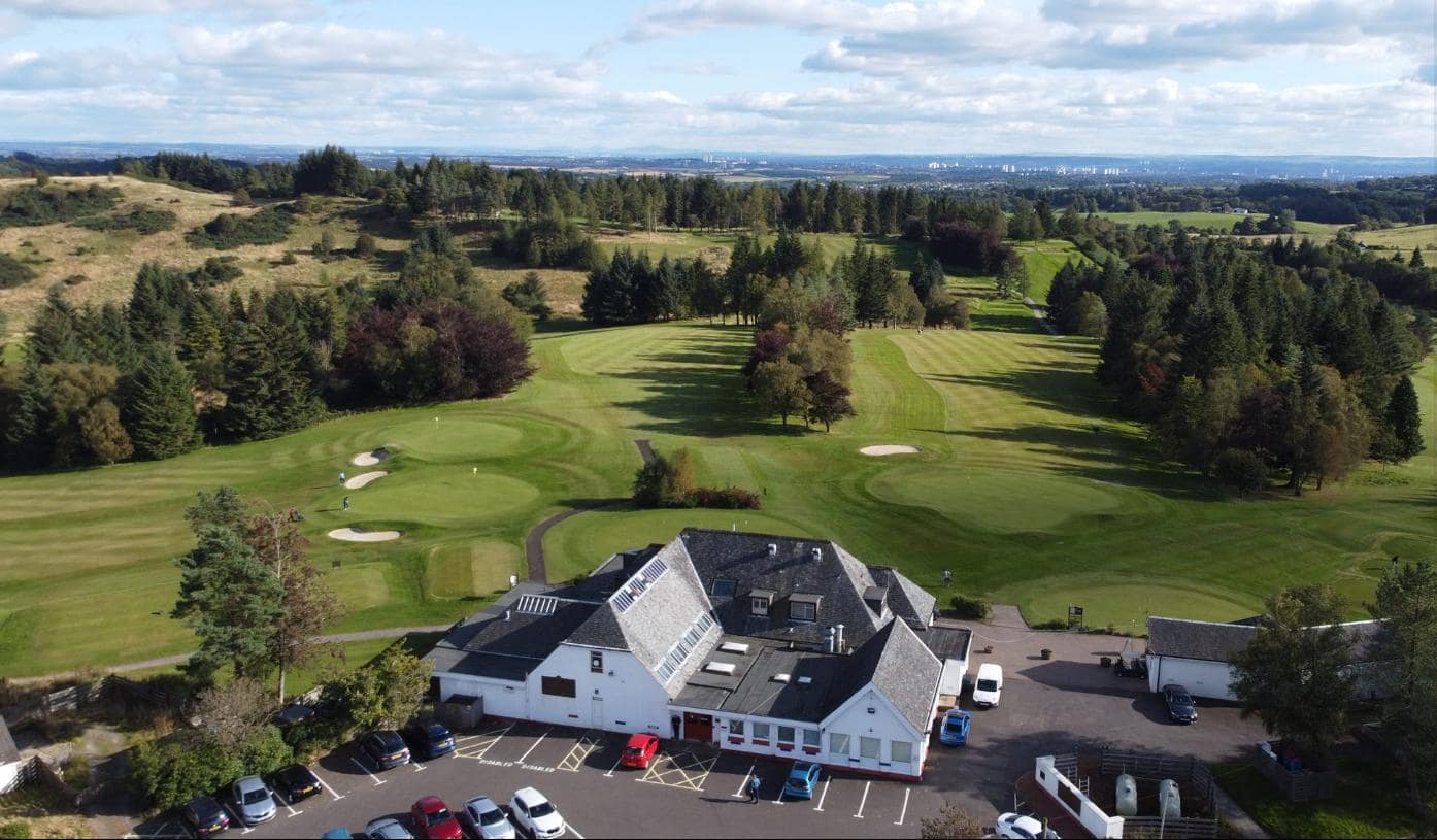An aerial view of Hilton Park Golf Club and the surrounding landscape